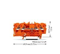 Borne de passage - WAGO - 2002-1402 - 5.20 mm - Ressort de traction - Orange