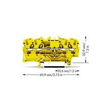 Borne de passage WAGO 2002-1406 5.20 mm ressort de traction jaune 100 pc(s)