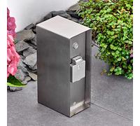 Borne de prises extérieur Abilene en acier inoxydable, 3 prises électriques avec clapet de protection, bloque prise fixe, multiprise équipée d'un d'détecteur d'obscurité, IP44