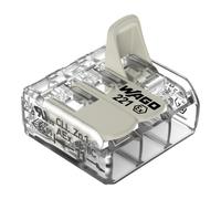 WAGO 221-483 Borne de raccordement flexible: 0.20-4 mm² rigide: 0.20-4 mm² Nombre de pôles: 3 transparent, blanc