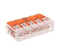 WAGO, Borne de Raccordement S221 Compact, Connexion Rapide 5 Conducteurs avec Leviers 4mm², Orange, Compatible Conducteurs 0.2-4mm², 450V/32A, Dimensions 30x8.4x18.8mm, Garantie 2 Ans