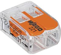 Borne de raccordement WAGO 221-412-1 flexible: 0.14-4 mm² rigide: 0.2-4 mm² Nombre de pôles: 2 transparent, orange