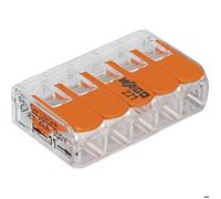 Borne de raccordement WAGO 221-615 flexible: 0.5-6 mm² rigide: 0.5-6 mm² Nombre de pôles: 5 transparent orange 6 pc(s)