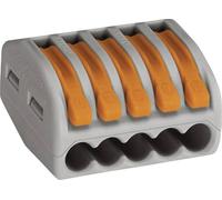 Borne de raccordement WAGO 222-415-1 flexible: 0.08-4 mm² rigide: 0.08-2.5 mm² Nombre de pôles: 5 gris, orange
