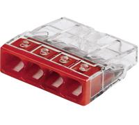 Borne de raccordement WAGO 2273-204-1 flexible: - rigide: 0.5-2.5 mm² Nombre de pôles: 4 transparent, rouge