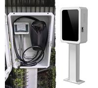 Borne de Recharge Borne de Recharge Extérieure pour Véhicules Électriques avec Support de Câble Et de Connecteur, Boîtier de Recharge pour Véhicule Électrique Au Sol, Protection(White)