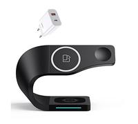 Borne de Recharge inductive, Support de Chargeur sans Fil magnétique 15W Induction Universelle IP14 Station Charge Rapide for écouteurs Montre téléphone(Black 20W Charger)