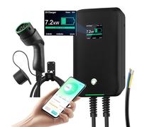 Borne de Recharge véhicule électrique Wallbox 7KW, 6m, 6-32A, monophasé, App(WiFi et Bluetooth), adapté à Tous Les ev de Type Type2 (Norme IEC62196-2) comme E-208, Model Y, Zoe, etc.