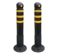 Borne de sécurité avec bande réfléchissante, barrière de stationnement pour une visibilité accrue, idéale pour la sécurité des garages, parcs et entrepôts, noire (2 pièces) - 80 cm / 31,5 po