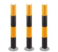 Borne de sécurité de 75 cm de Hauteur, Poteau de délimitation de Circulation en Acier avec Bande réfléchissante, barrière métallique for allée, Poteau de stationnement(Yellow Black,3Pcs)