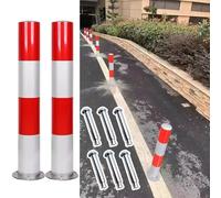 Borne de sécurité en Acier galvanisé pour la Circulation - Robuste pour allées et parkings (40/60/75 cm) - Lot de 2 (7,6 x 60 cm / 3 x 23,6 Pouces) - Résistante aux intem