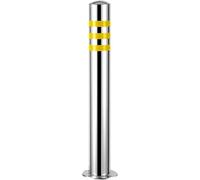 Borne de sécurité en acier inoxydable avec bandes réfléchissantes - Barrière de sécurité routière pour allées, entrepôts et garages (750 mm, 1 pièce) - Durable et facile à installer