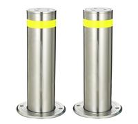 Borne De Sécurité En Acier Inoxydable, Poteau De Délimitation Avec Bandes Réfléchissantes Et Boulons D'Ancrage, Bornes De Sécurité Pour Allées Carrossables, Poteau Pour Zones À Forte Circulation, Lot