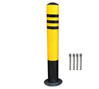 Borne De Sécurité En Acier, Poteau De Délimitation Avec Bande Réfléchissante, Poteau D'Avertissement De Sécurité Jaune, Barrière De Circulation Jaune Pour Allées, Parkings Et Zones Sensibles, 1 Pièce