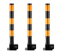 Borne de sécurité en Acier Robuste - Barrière de Circulation réfléchissante Jaune, borne de stationnement enterrée (Lot de 3, Noir) pour Une sécurité et Une visibilité ro