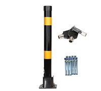 Borne de sécurité,poteau de sécurité pour allée et garage,avec 4 boulons d'ancrage gratuits pour zones à fort trafic,poteau de sécurité de parking à revêtement en poudre jaune(Couleur:rouge jaune,Tail