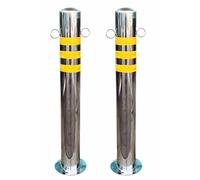 Borne de sécurité pour allée, poteaux de protection en acier, barrière de sécurité pour garage, cônes de signalisation routière, 7,6 × 75 cm / 3 × 29,5 po ou 8,9 × 100 cm / 3,5 × 39,4 po, argent (2 p
