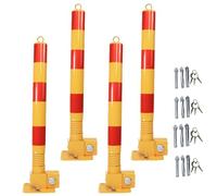 Borne De Sécurité Pour Parking, Borne De Verrouillage De Place De Parking, Poteau De Sécurité En Acier Avec Bandes Réfléchissantes, Barrière De Sécurité Pour Allée De Parking Privé, Jaune, Lot De 4