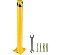 Borne de sécurité VEVOR Borne de parking, 122 cm x 14 cm Borne de sécurité, Barrière de sécurité tubulaire en acier peint par poudrage jaune, avec 4 boulons d'ancrage Poteau de borne en acier