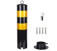 Borne de Stationnement Amovible, Borne de Sécurité Verrouillable Jaune-Noir, avec 4 Boulons d'ancrage, Idéale pour Le Contrôle de la Circulation, Barrière D'allée, Poteau de Stationnement(50cm/20in)