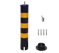 Borne de Stationnement Amovible, Borne de Sécurité Verrouillable Jaune-Noir, avec 4 Boulons d'ancrage, Idéale pour Le Contrôle de la Circulation, Barrière D'allée, Poteau de Stationnement(60cm/24in)