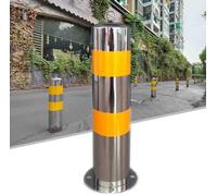 Borne de stationnement - Barrière de sécurité en métal avec bande réfléchissante, design fixe durable, installation facile pour le contrôle de la circulation, la protection des allées et la sécurité