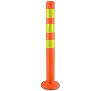 Borne de stationnement en Caoutchouc Souple avec Bandes réfléchissantes, cône de signalisation de 75 cm pour avertissements de Danger, barrière de Poteau Flexible en PU