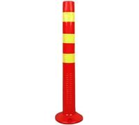 Borne de stationnement en Caoutchouc Souple, cône de signalisation de 75 cm avec Bandes réfléchissantes, Poteau en PU pour parkings, Chantiers et Voies étroites - 1 pièce