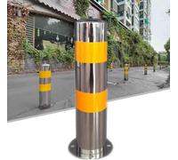 Borne de stationnement Fixe, barrière de sécurité métallique avec Ruban réfléchissant et Boucle, Facile à Installer(1ps)