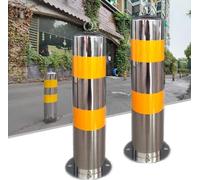Borne de stationnement Fixe, barrière de sécurité métallique avec Ruban réfléchissant et Boucle, Facile à Installer(2ps)