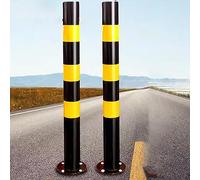 Borne de stationnement, Lot de 2 bornes de stationnement en Acier - Balises de sécurité routière Robustes à Fixation au Sol avec 4 boulons d'ancrage pour la Protection des allées, des trotto