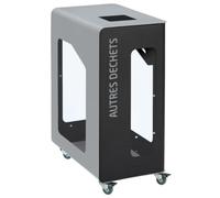 Borne de tri sélectif Cubatri Vigipirate à roulettes, sans serrure - autres déchets - 90l - gris manganèse / gris clair - RAL 9022