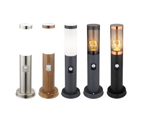 Borne d'éclairage avec détecteur de mouvement Borne d'extérieur à LED en acier inoxydable, plastique blanc, 6W 806lm blanc chaud, DxH 12,7 x 45 cm Anthrazit
