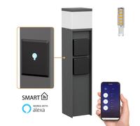 Borne d'éclairage PODEL pour l'extérieur Smart Home 39cm anthracite 2 prises [EEK: E]