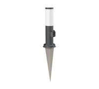ledscom.de Borne d'éclairage PORU avec piquet de terre pour l'extérieur, anthracite, ronde, 38,5cm, prise de courant, ampoule E27 incluse, 471lm, blanc extra-chaud