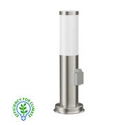 Borne d'éclairage PORU avec prise de courant pour l'extérieur acier inoxydable [EEK: A]