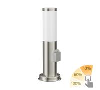 Borne d'éclairage PORU avec prise de courant pour l'extérieur inox rond 38,5cm [EEK: D]