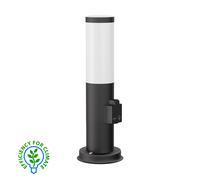 ledscom.de Borne d'éclairage PORU avec prise de courant pour l'extérieur, noir, 39 cm, ampoule E27 incluse, classe d'efficacité énergétique A (blanc chaud, 4W, 935lm)