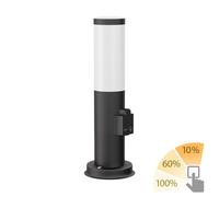 Borne d'éclairage PORU avec prise de courant pour l'extérieur noir rond 38,5cm