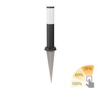 ledscom.de Borne d'éclairage PORU noir Piquet de terre pour extérieur, inox rond 38,5cm + ampoule LED 6,96W 963lm blanc chaud 3 niveaux de gradation