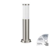 ledscom.de Borne d'éclairage PORU pour l'extérieur, inox, ronde, 38,5cm, in mpoule E27 max. 1020lm blanc gradation à 3 niveaux sans variateur