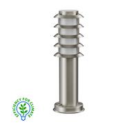 ledscom.de Borne d'éclairage PORU pour l'extérieur, IP44, grille, 39cm, inox, ampoule E27 incluse, classe d'efficacité énergétique A, givré (blanc chaud, 4W, 935lm)
