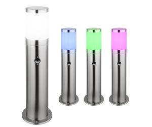 Borne E27 lampadaire patio lumière extérieure détecteur de mouvement étanche IP44, App commande vocale dimmable CCT, 1x Smart RGB LED 10W 806Lm 2700-6400K, DxH 14x50 cm