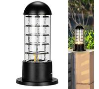 Borne Eclairage Exterieur Lumineuse IP65 Etanche pour Jardin, Chemins, Pelouses - Ampoule non Incluse (Noir)