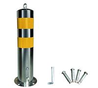 Borne en acier inoxydable de 50,8 cm avec serrure cachée et 4 boulons d'ancrage, bloqueur d'allée amovible, bandes de sécurité réfléchissantes pour sortie de route