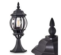 Borne extérieure Lentua, potelet vintage en aluminium moulé noir de 50 cm de haut, luminaire de jardin pour une ampoule E27 max. 60 Watt, IP44, compatible ampoules LED