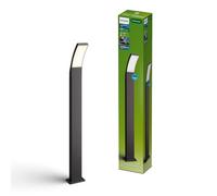 Borne extérieure Philips Splay, 800 lm, 2700 K, PowerShield, IP44 résistante aux intempéries, durable, aluminium, longue durée de vie, LED intégrée, gris anthracite