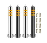 Borne Fixe D'allée En Acier Inoxydable, Poteau De Barrière De Sécurité Réfléchissant, Poteau De Protection De Stationnement Anti-collision Pour Garage De Rue(4 pack,H 100cm/39.4in)