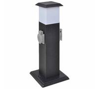 vidaXL Borne de jardin Pilier avec lampe 2 prises LED électrique Noir contemporain