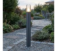 Borne lumineuse anthracite E27 80 cm de haut fonte d'aluminium IP44 lampe d'extérieur moderne pour allée lampadaire de jardin éclairage d'allée